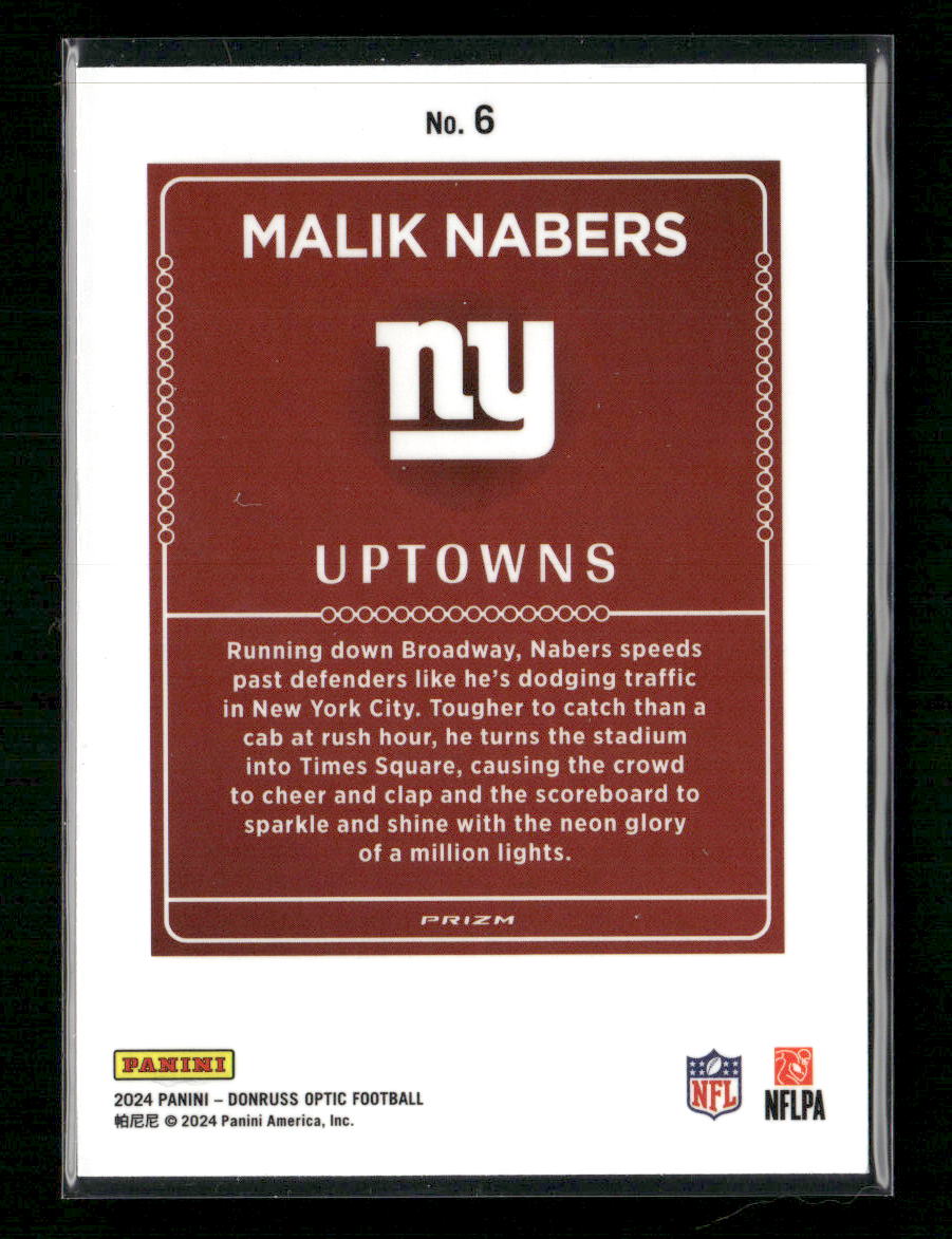 Malik Nabers 2024 Donruss Optic #6 Uptowns
