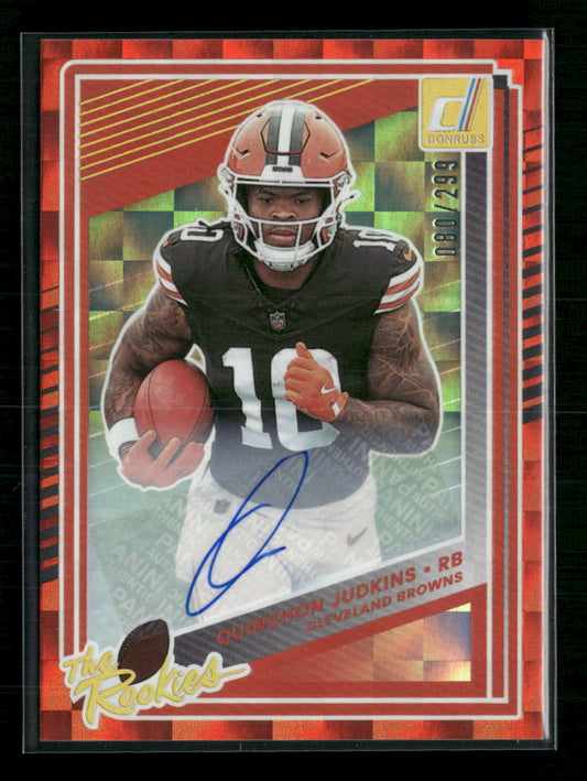 Quinshon Judkins Donruss #26 Red Auto /299 The Rookies