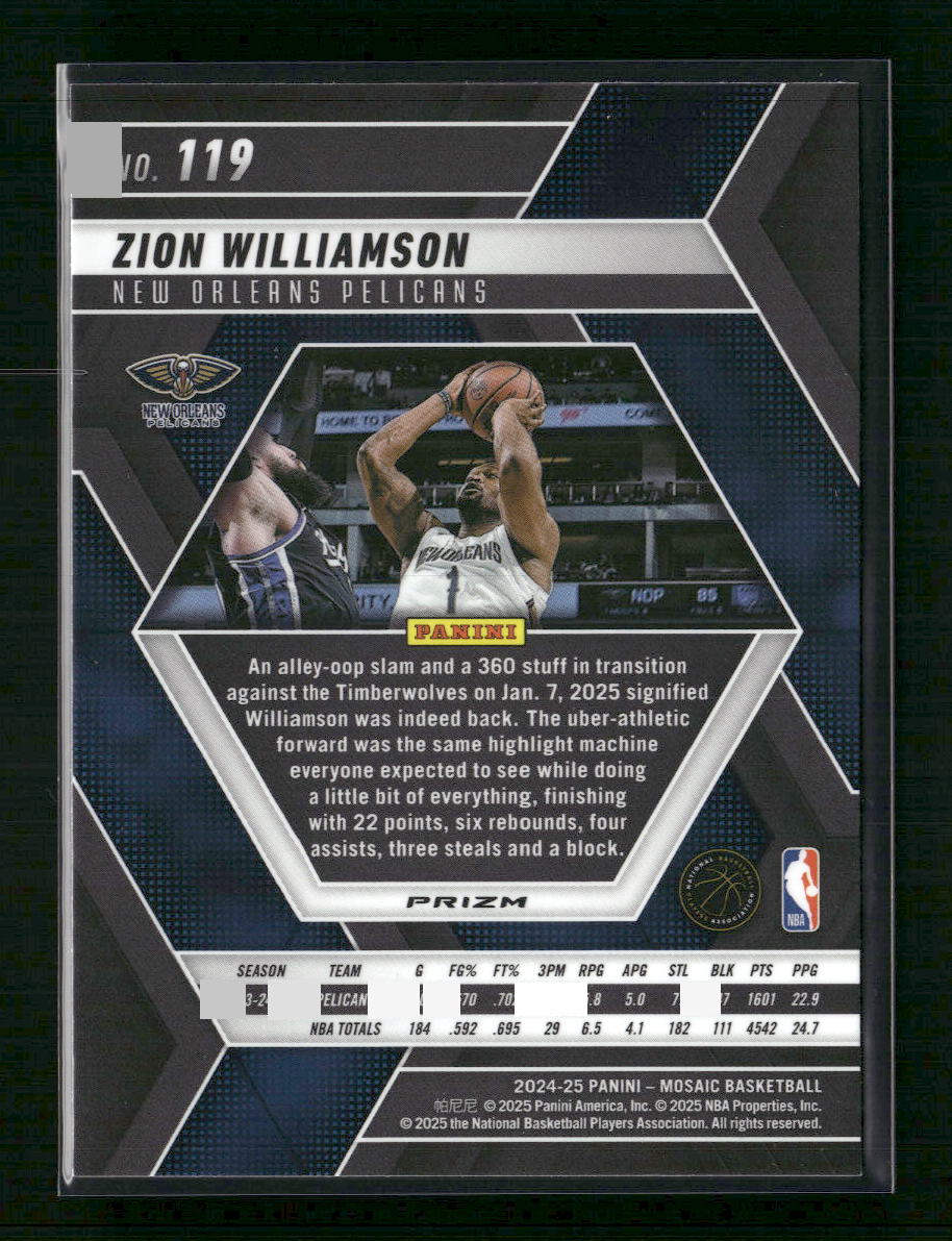 2024-25 Panini Mosaic Zion Williamson #119 Genesis Mosaic