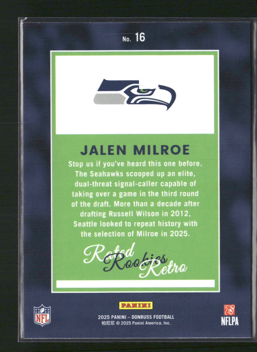 Jalen Milroe Donruss #16 Rated Rookie Retro