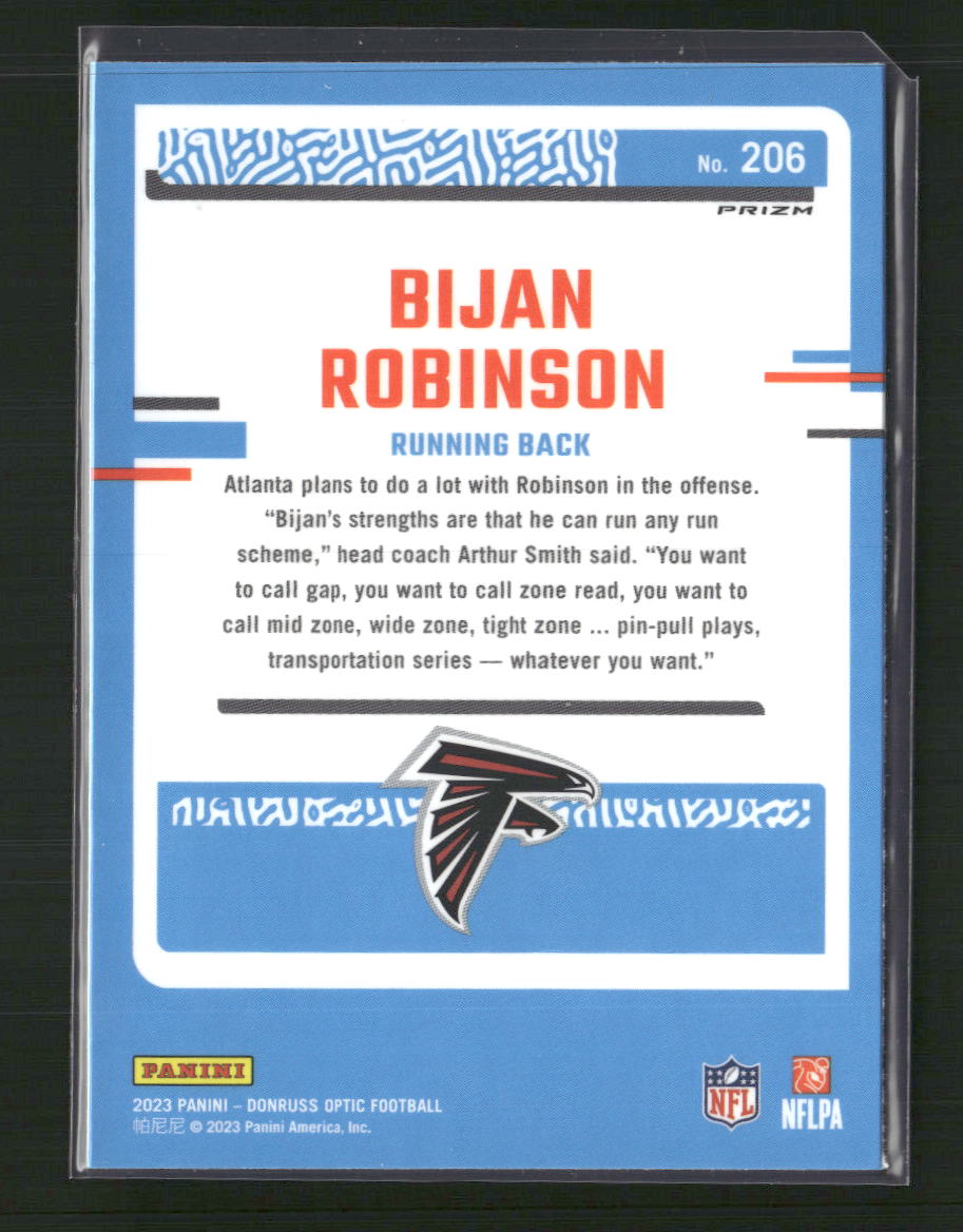 Bijan Robinson 2023 Donruss Optic #206 Green Hyper