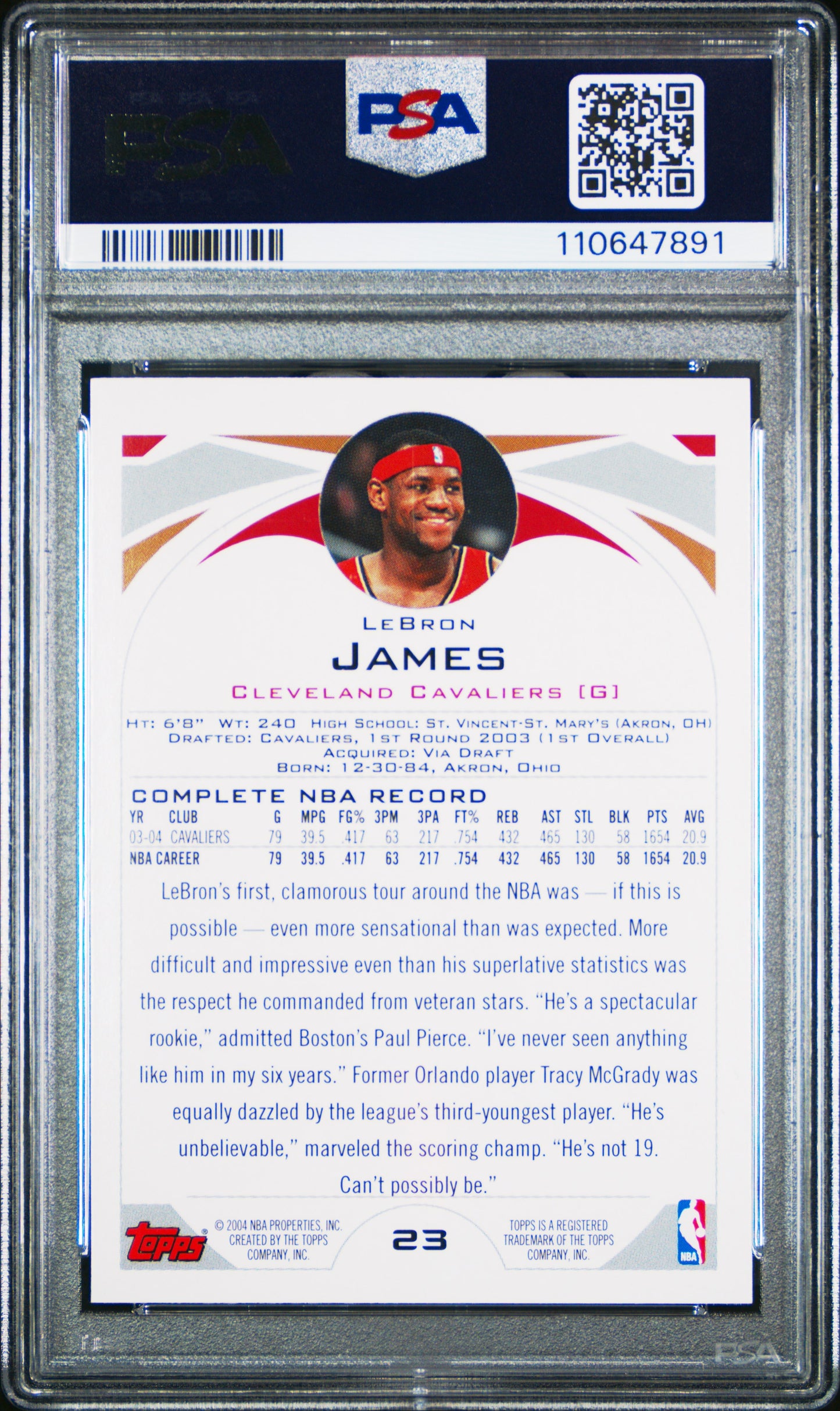 Lebron James 2004 Topps #23 PSA 9