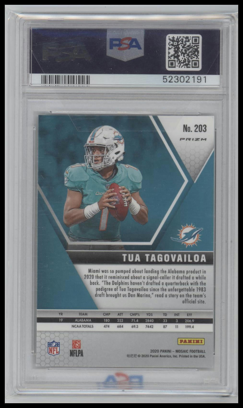 Tua Tagovailoa 2020 Panini Mosaic #203 Green Mosaic PSA 10