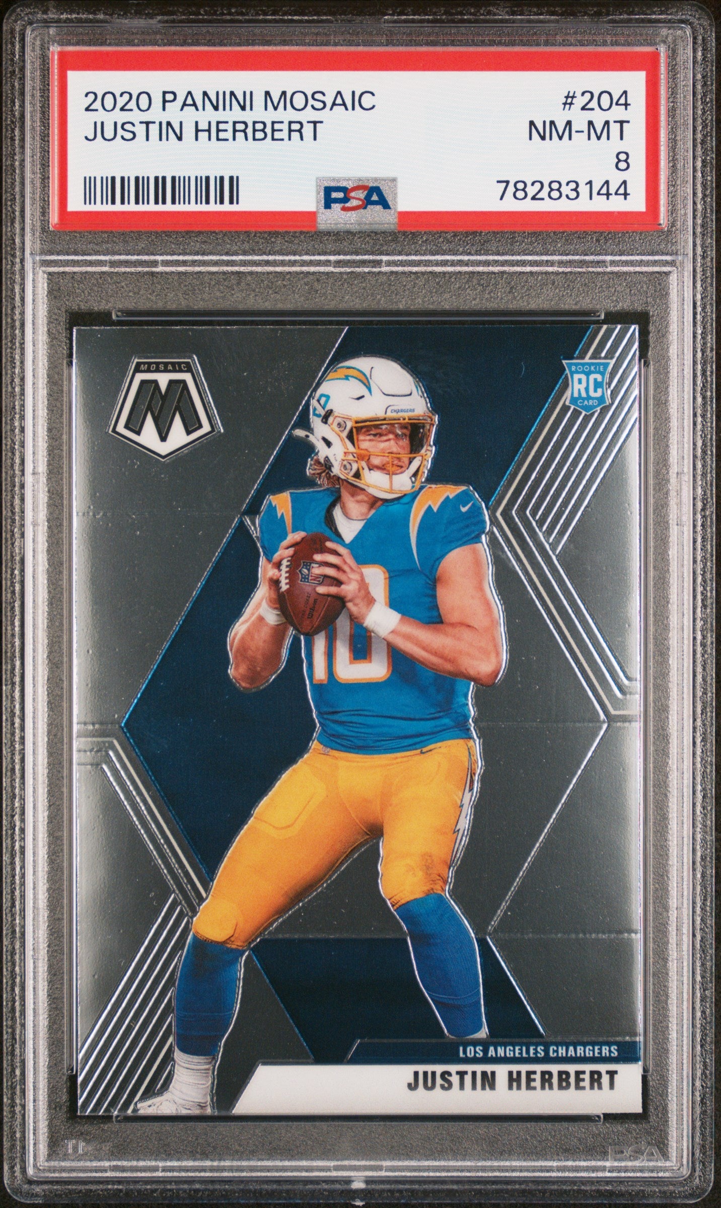 Justin Herbert 2020 Panini Mosaic #204 PSA 8