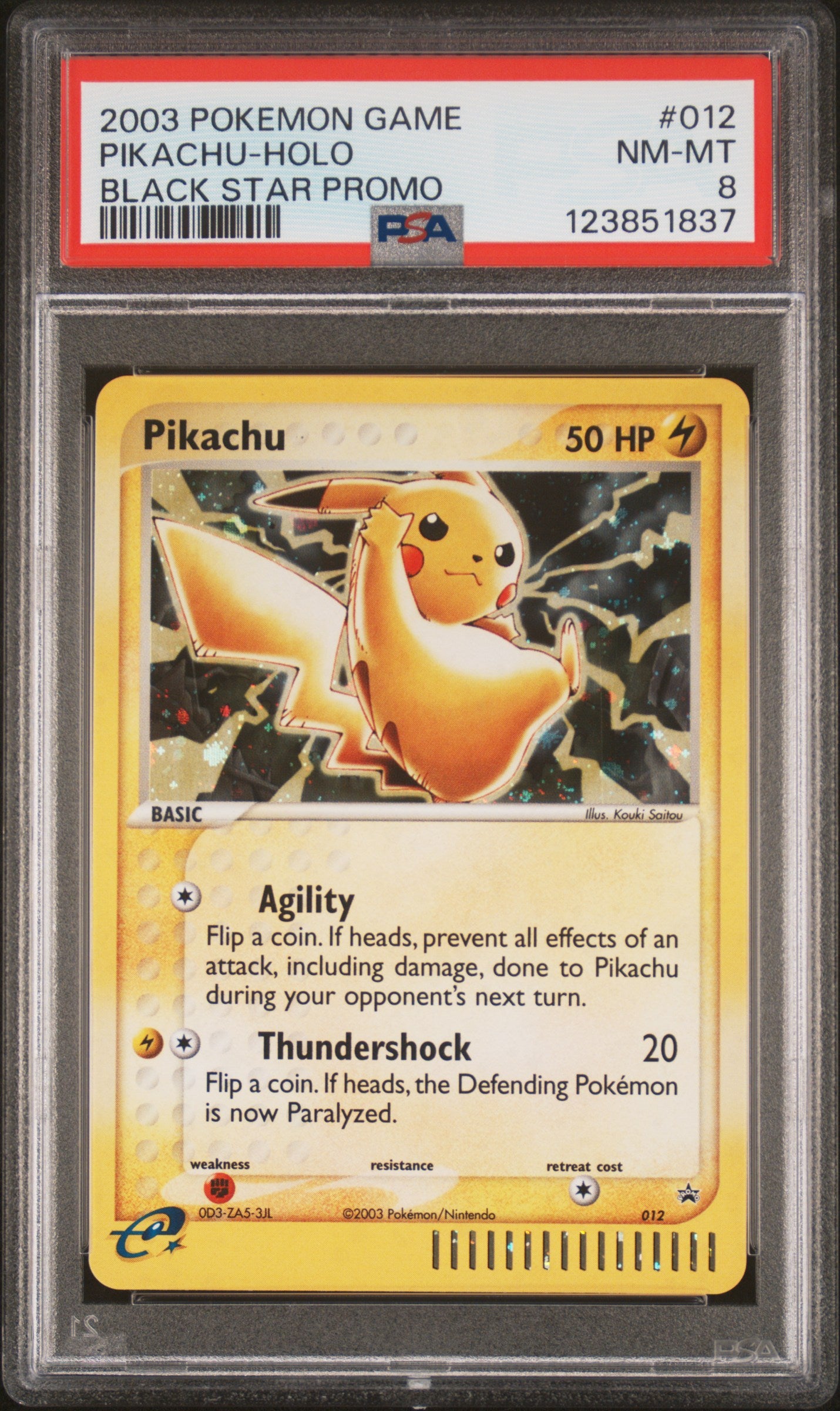Pikachu-Holo 2003 Pokemon Black Star Promo #012 Black Star Promo PSA 8