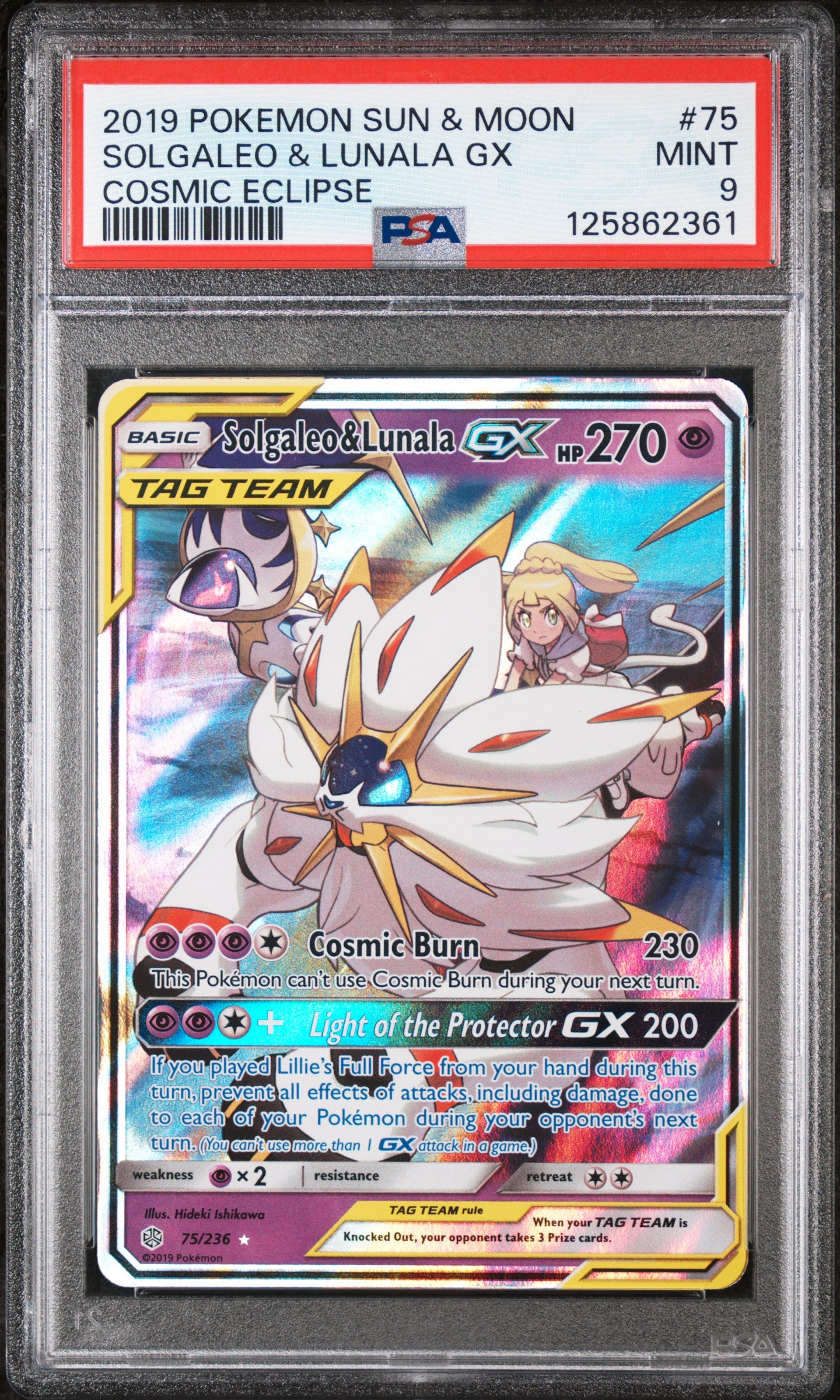 Solgaleo & Lunala Gx 2019 Sun & Moon Cosmic Eclipse #75 PSA 9