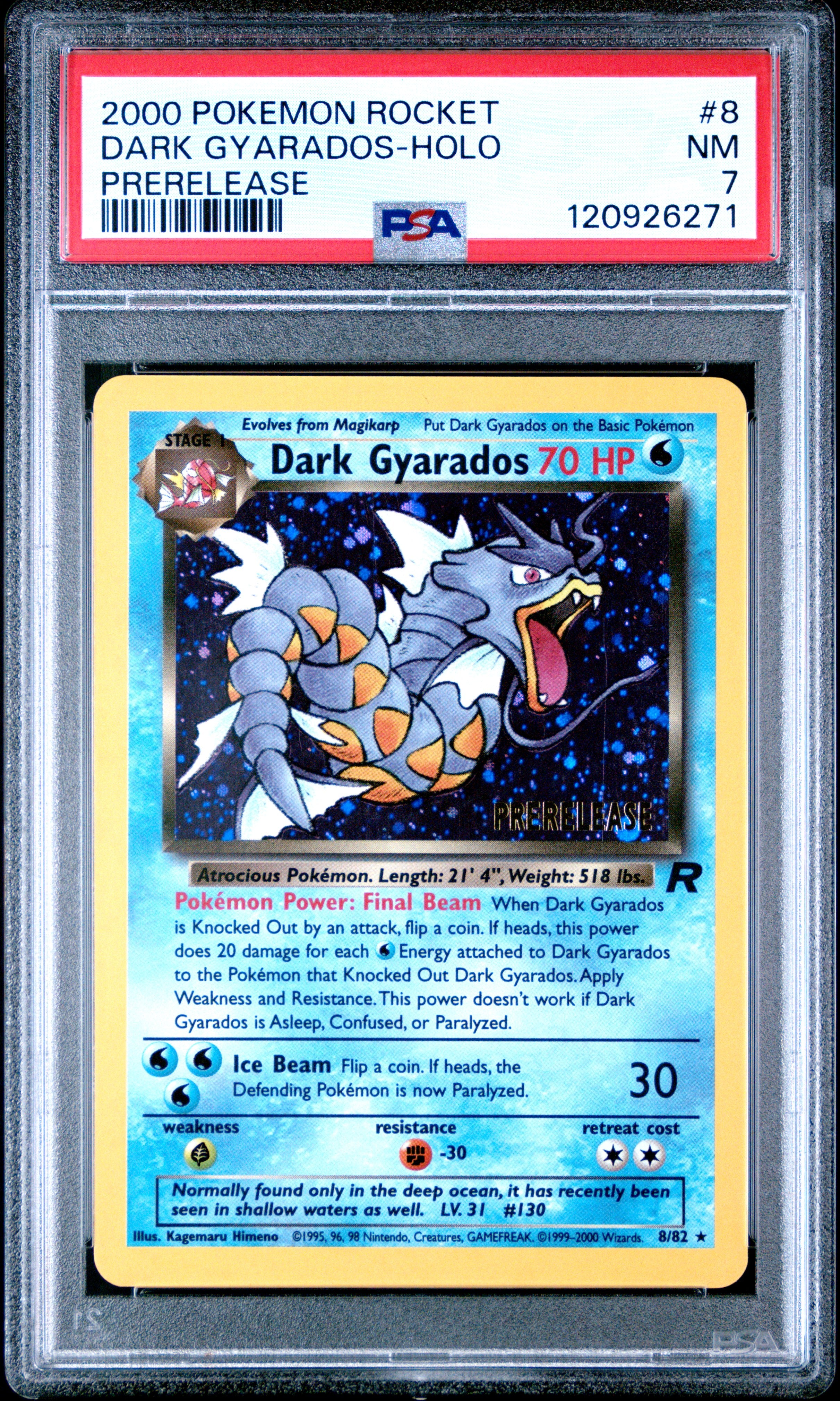Dark Gyarados-Holo 2000 Pokemon Rocket #8 Prerelease PSA 7 – Orb