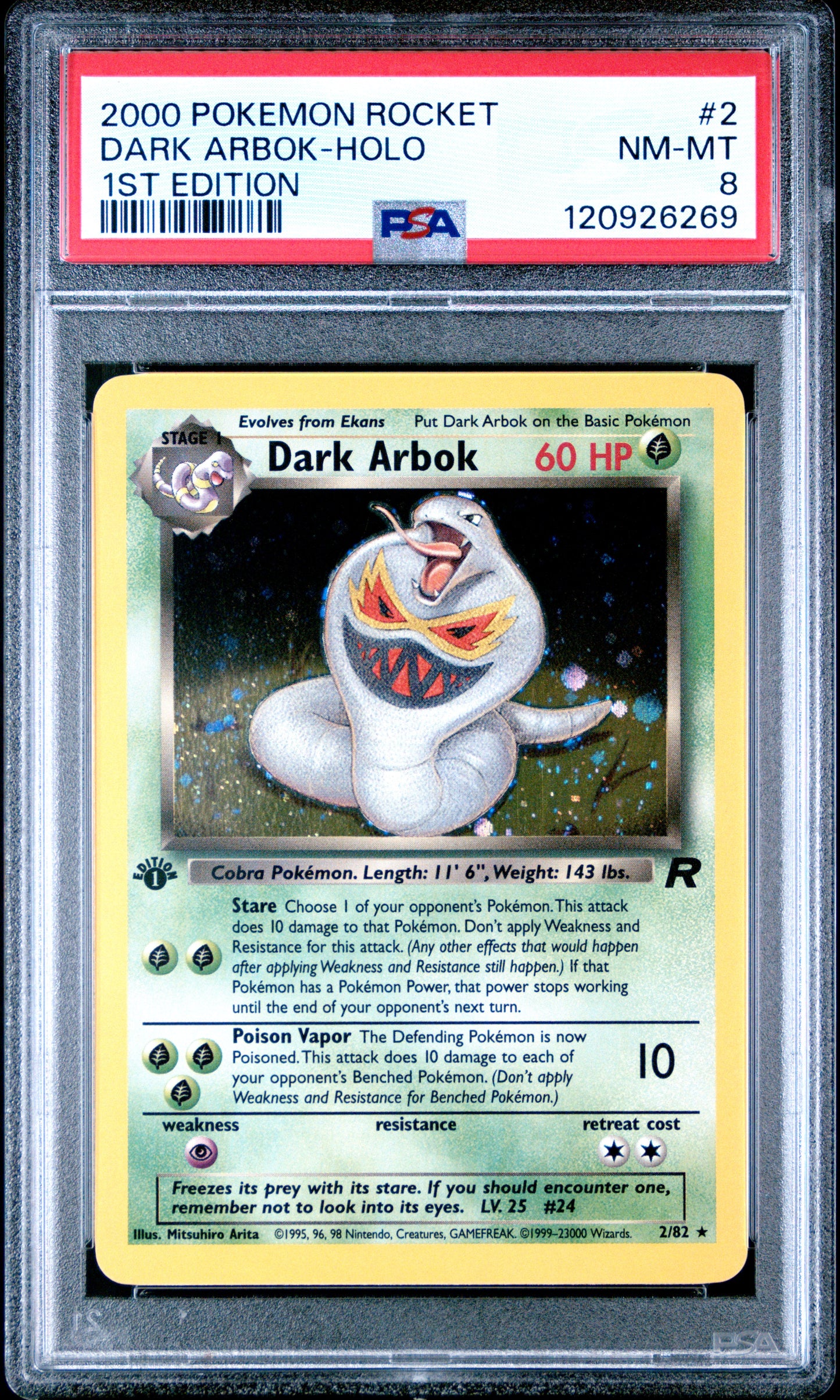 Dark Arbok-Holo 2000 Pokemon Rocket #2 1st Edition PSA 8