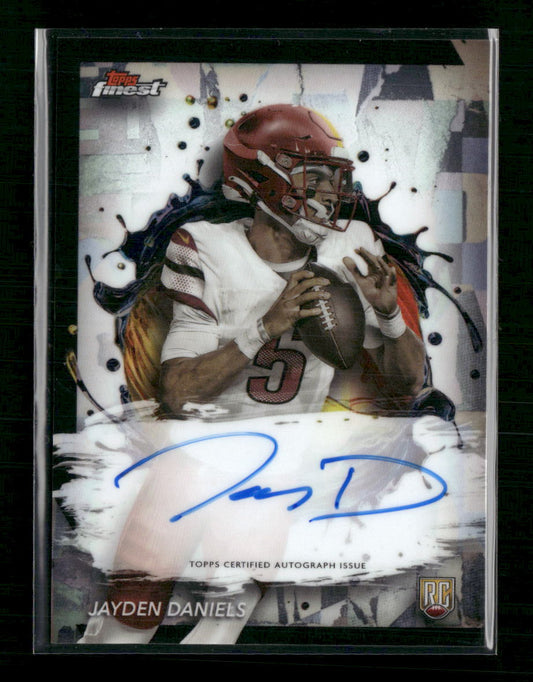 Jayden Daniels 2024 Finest #RFA-JD Rookie Finest Autographs Oil Spill Refractor