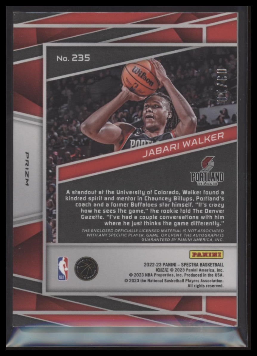 Spectra #/10 Patch Auto Jabari Walker #235