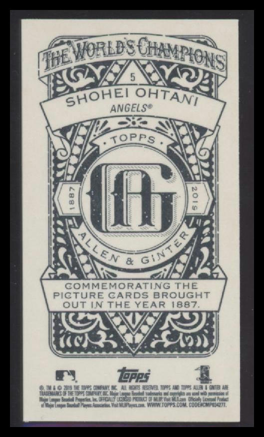 2019 Topps Allen & Ginter Shohei Ohtani #5