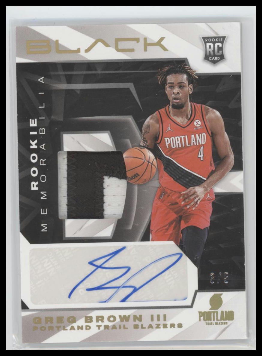2021-22 Panini Black Rookie Memorabilia Auto Greg Brown III #/5 Auto #RMA-GB