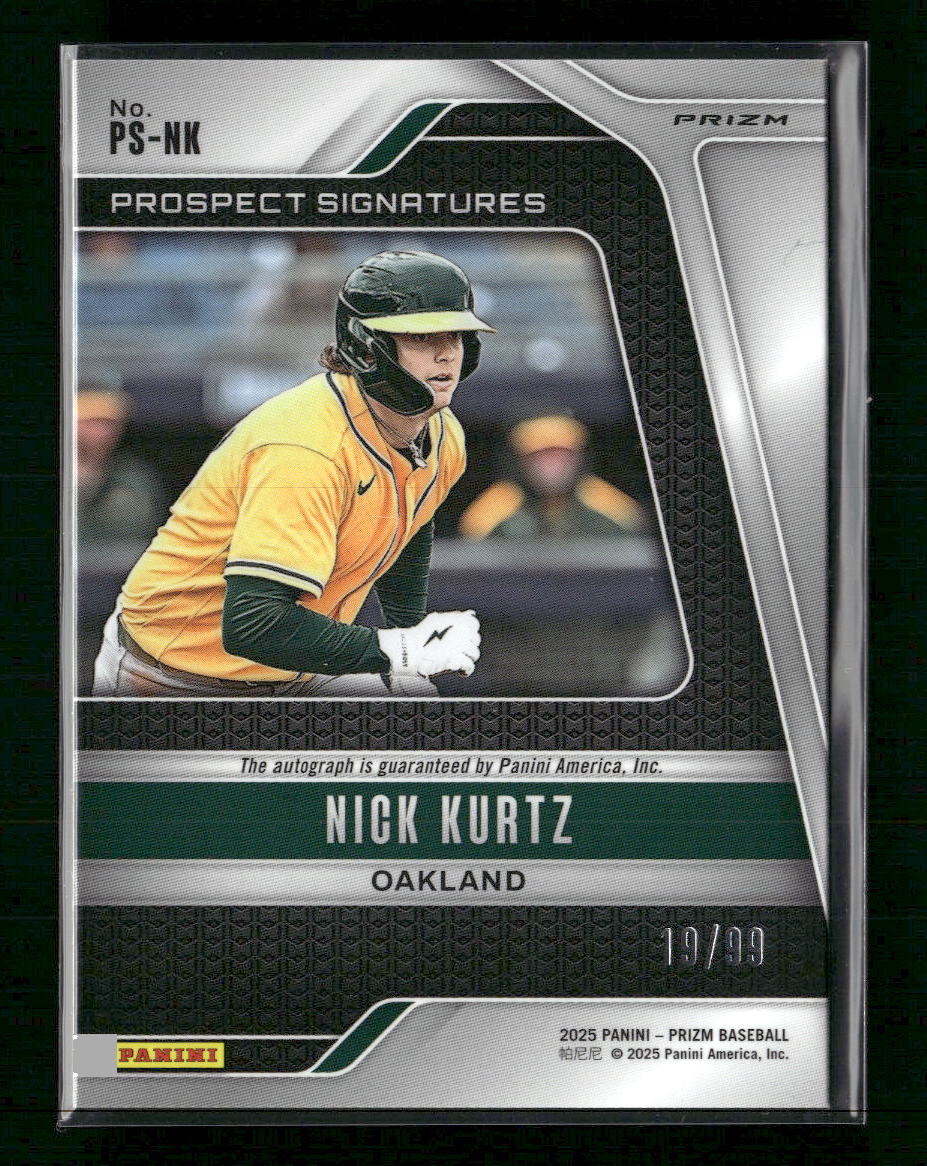 2025 Panini Prizm Prospect Signatures Red Prizms Nick Kurtz #/99 Auto #PS-NK