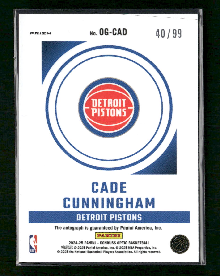 2023-24 Donruss Optic Opti-Graphs Holo #/99 Cade Cunningham Auto #OG-CAD