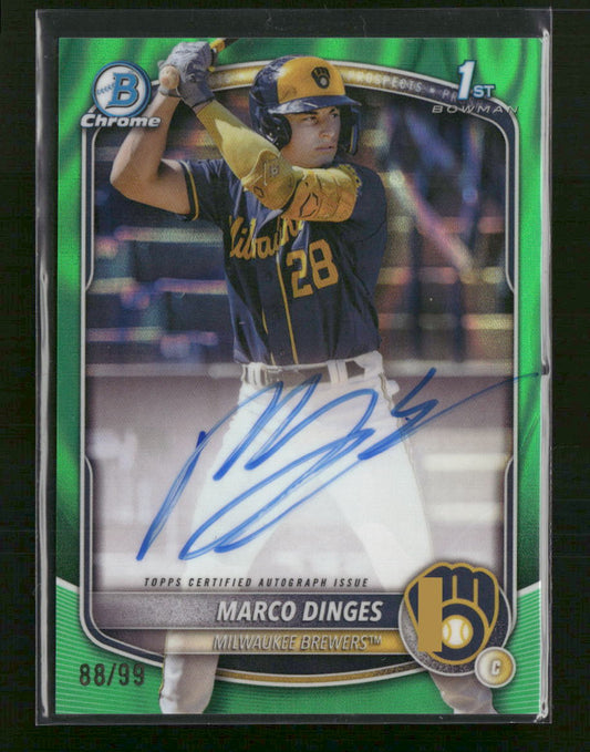 2025 Bowman Chrome Bowman Chrome Prospects Auto Green Lava Marco Dinges #/99