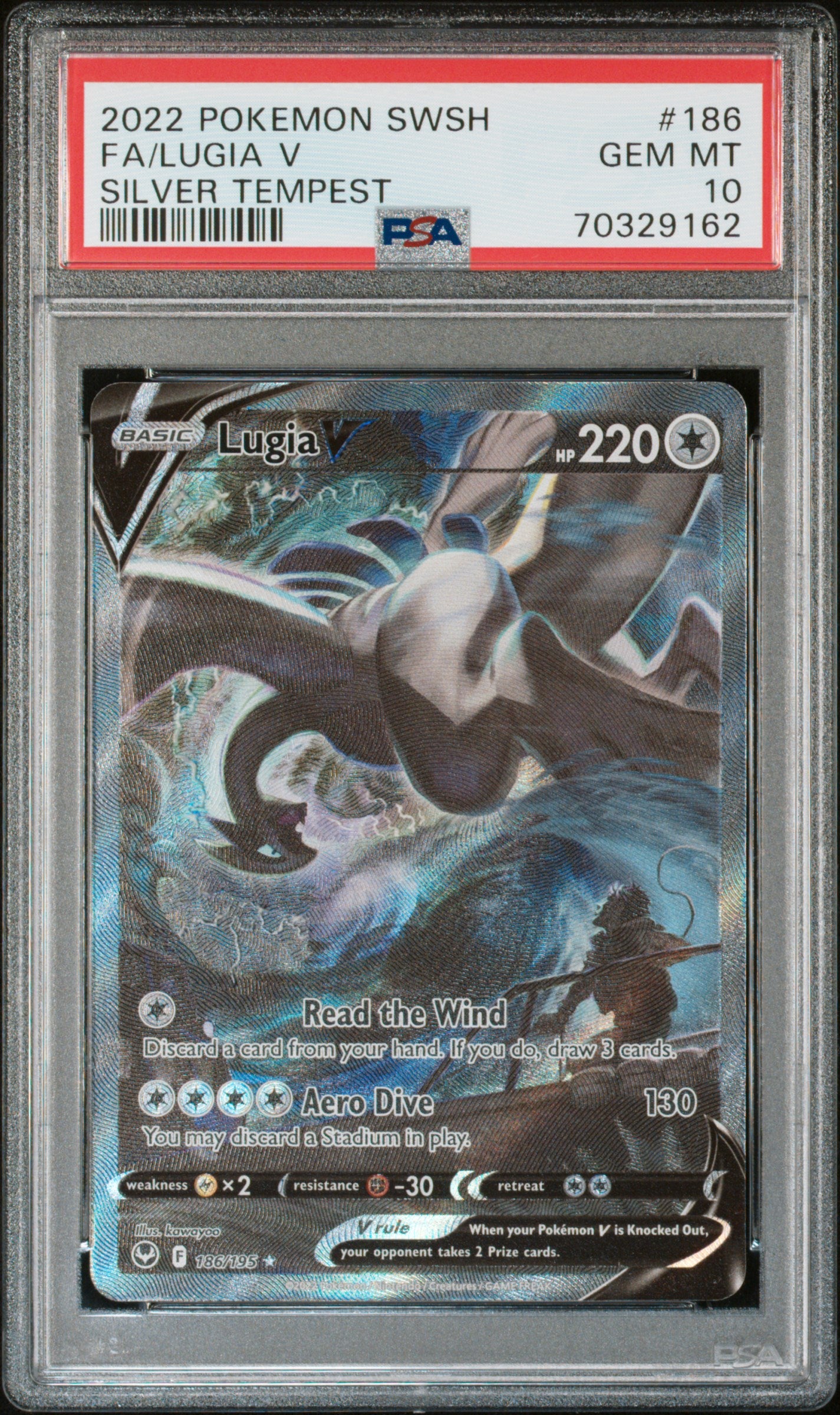 2022 Pokemon Sword & Shield Silver Tempest Silver Tempest Fa/Lugia V 10 PSA #186
