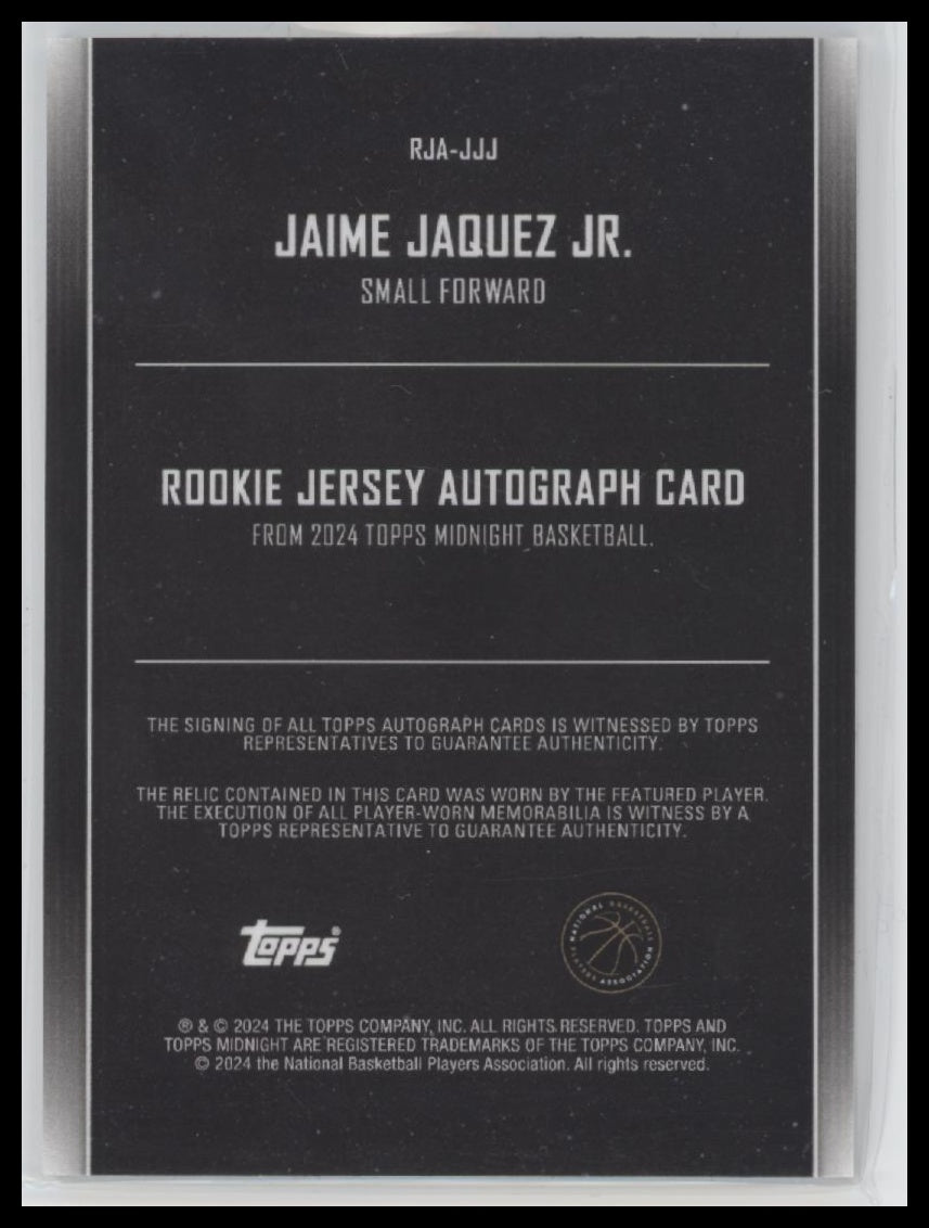 2023-24 Topps Midnight Rookie Jersey Auto #/75 Jaime Jaquez Jr. #RJA-JJJ