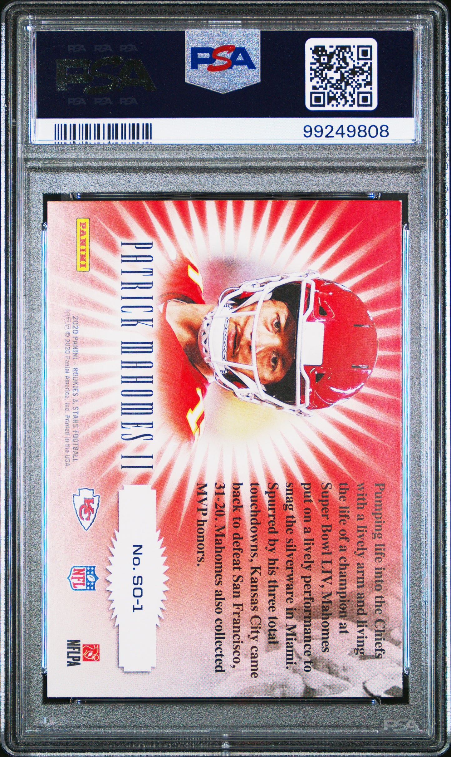 2020 Panini Rookies & Stars Standing Ovation Patrick Mahomes Ii 8 PSA #SO1