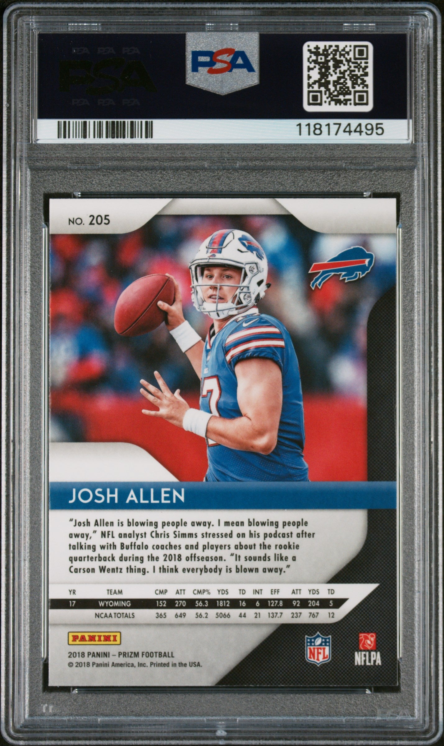 2018 Panini Prizm Josh Allen 9 PSA #205