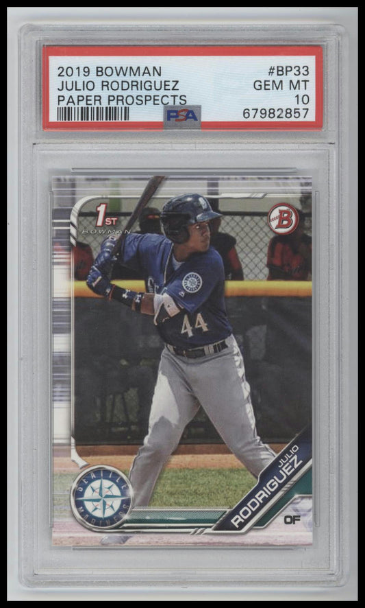 2019 Bowman Paper Prospects Paper Prospects Julio Rodriguez 10 PSA #BP33