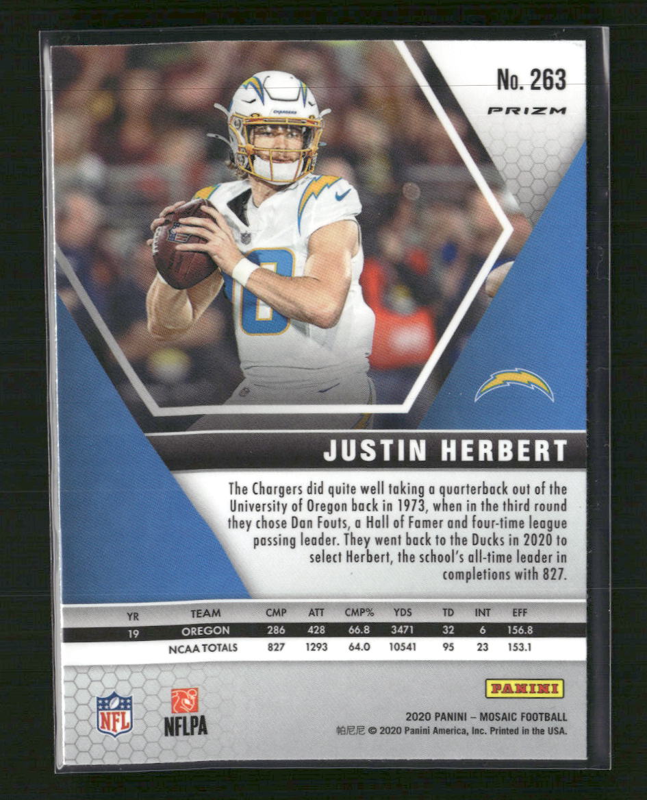 2020 Panini Mosaic Prizm Camo Pink Justin Herbert #263