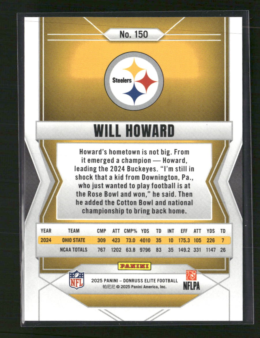 2025 Donruss Elite Status Metallic Orange Will Howard Rookie #/849 #150