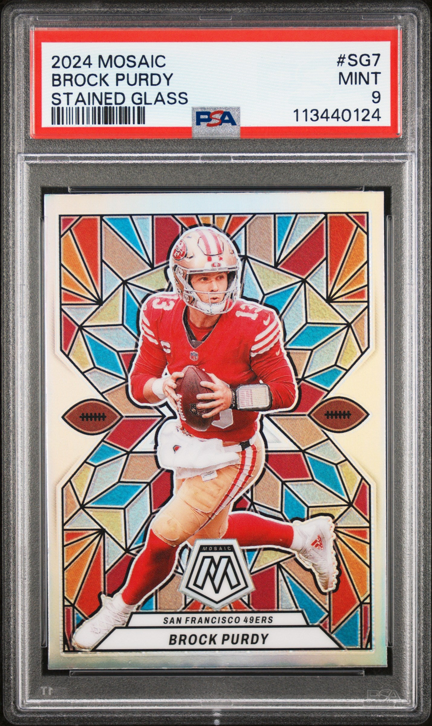 2024 Panini Mosaic Stained Glass Brock Purdy 9 PSA #SG7