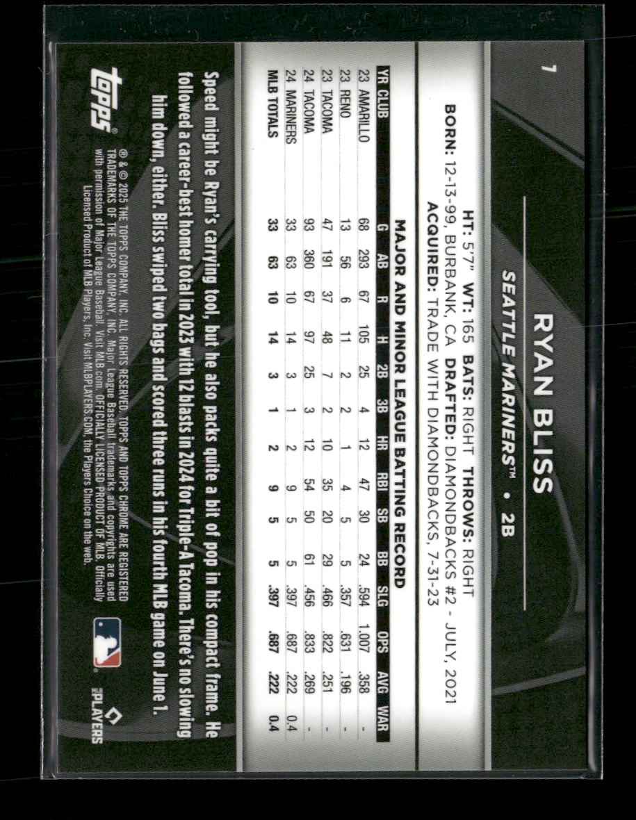 2025 Topps Chrome Black Ryan Bliss Rookie Variation #/25