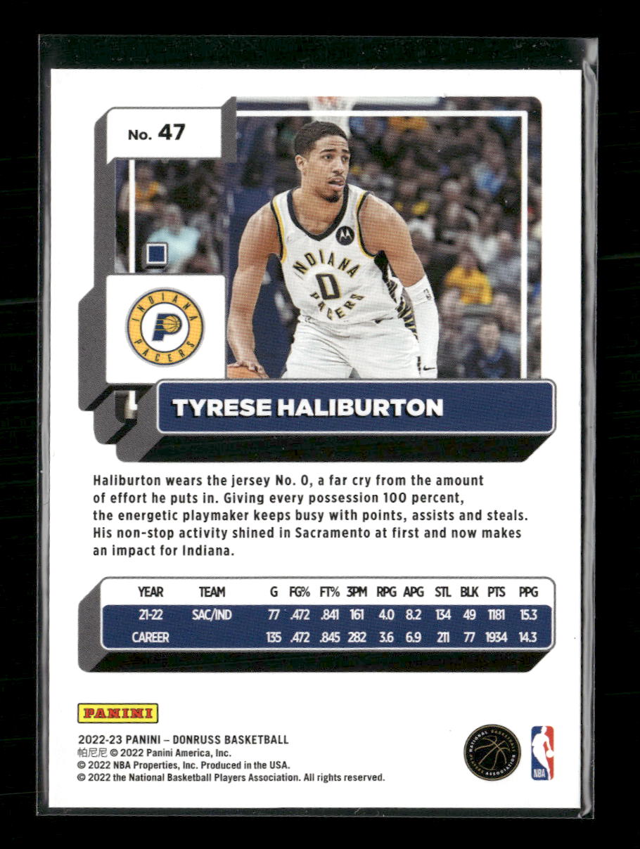 2022-23 Donruss Holo Laser Yellow Tyrese Haliburton #/25 #47