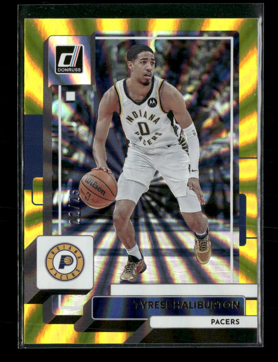 2022-23 Donruss Holo Laser Yellow Tyrese Haliburton #/25 #47