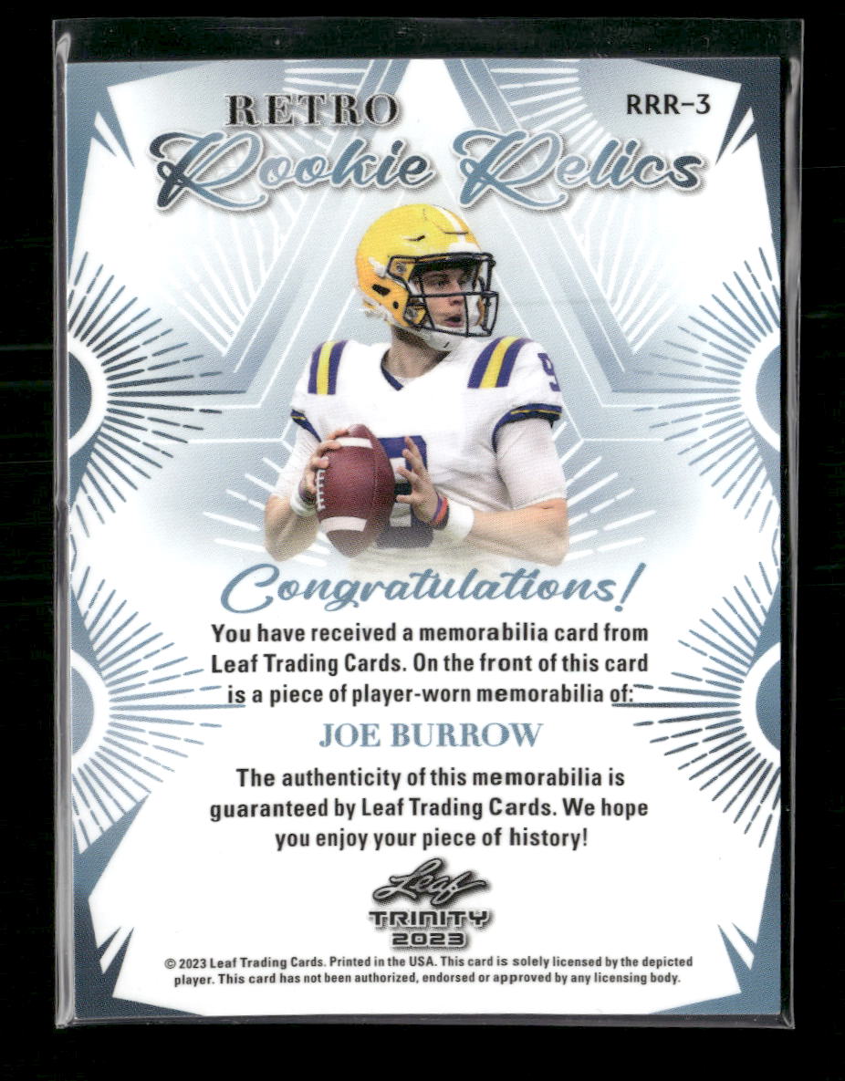 2023 Leaf Trinity (Mega Box) Retro Rookie Relics Joe Burrow #RRR-3