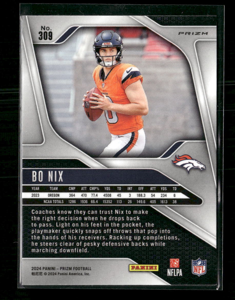 2024 Panini Prizm Green Bo Nix Rookie #309