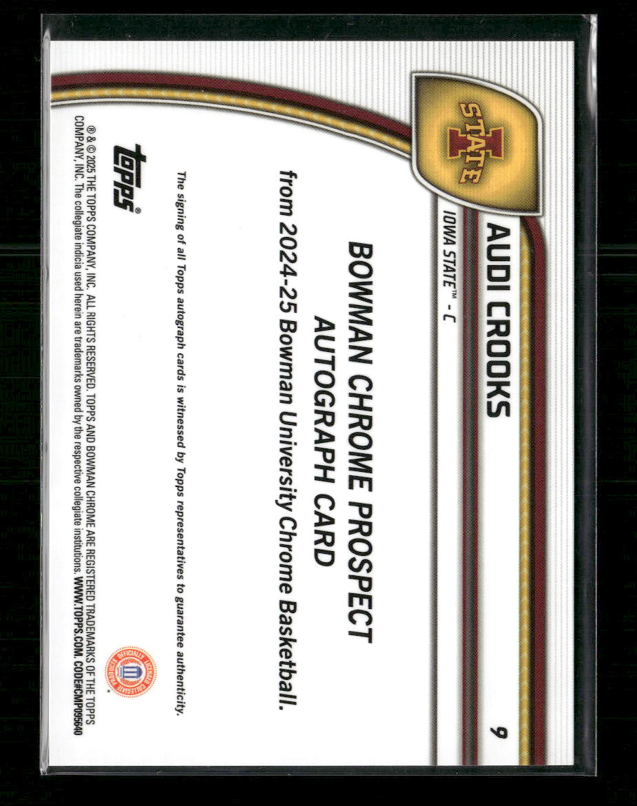 2025 Audi Crooks 1st Bowman Chrome U Black Wave Auto #9