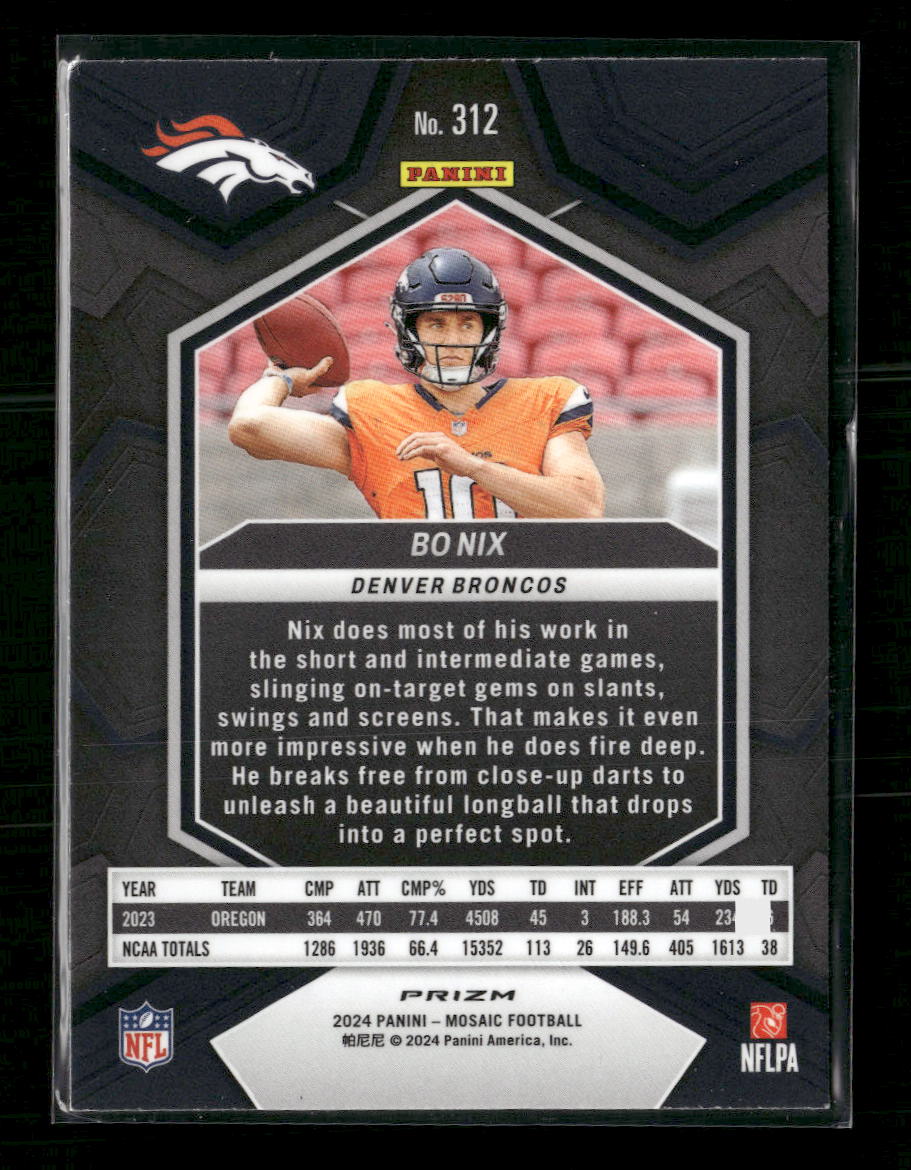 2024 Panini Mosaic Mosaic Camo Pink Bo Nix #312