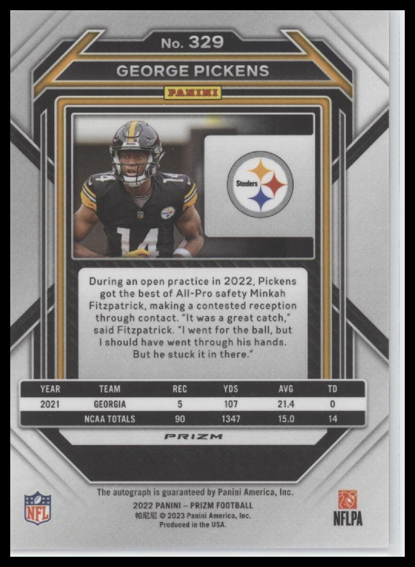 2022 Panini Prizm Autographs Prizm Silver George Pickens Rookie #329