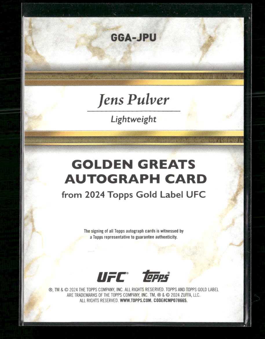 2024 Topps Gold Label UFC Golden Greats Autographs Red Jens Pulver #/25 #GGA-JPU