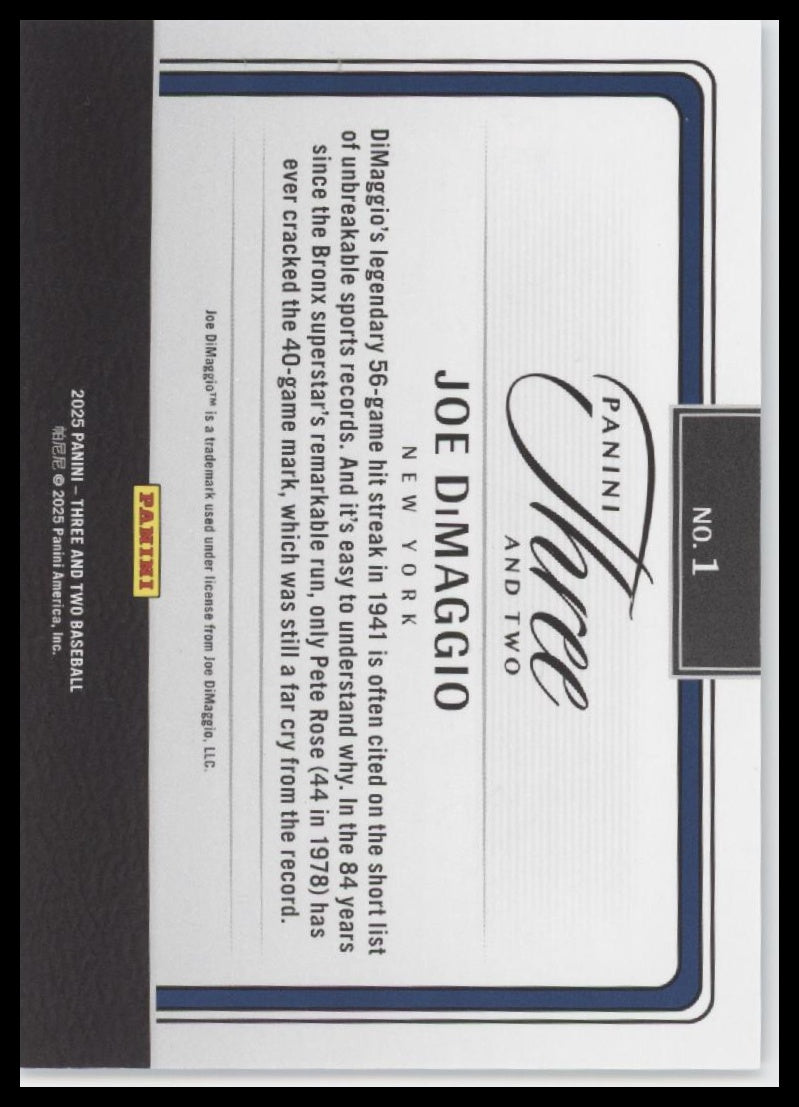 2025 Panini Three and Two Joe DiMaggio #1 Timeless Moments #/32