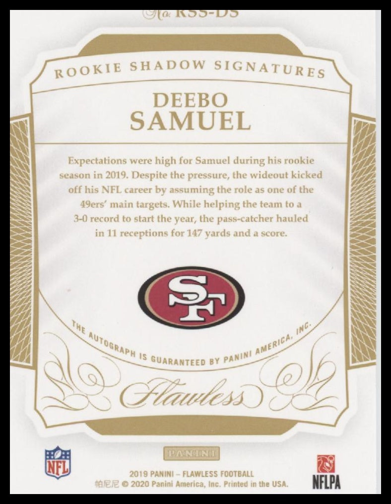 2019 Panini Flawless Rookie Shadow Signatures Silver Deebo Samuel #/20 #RSS-DS
