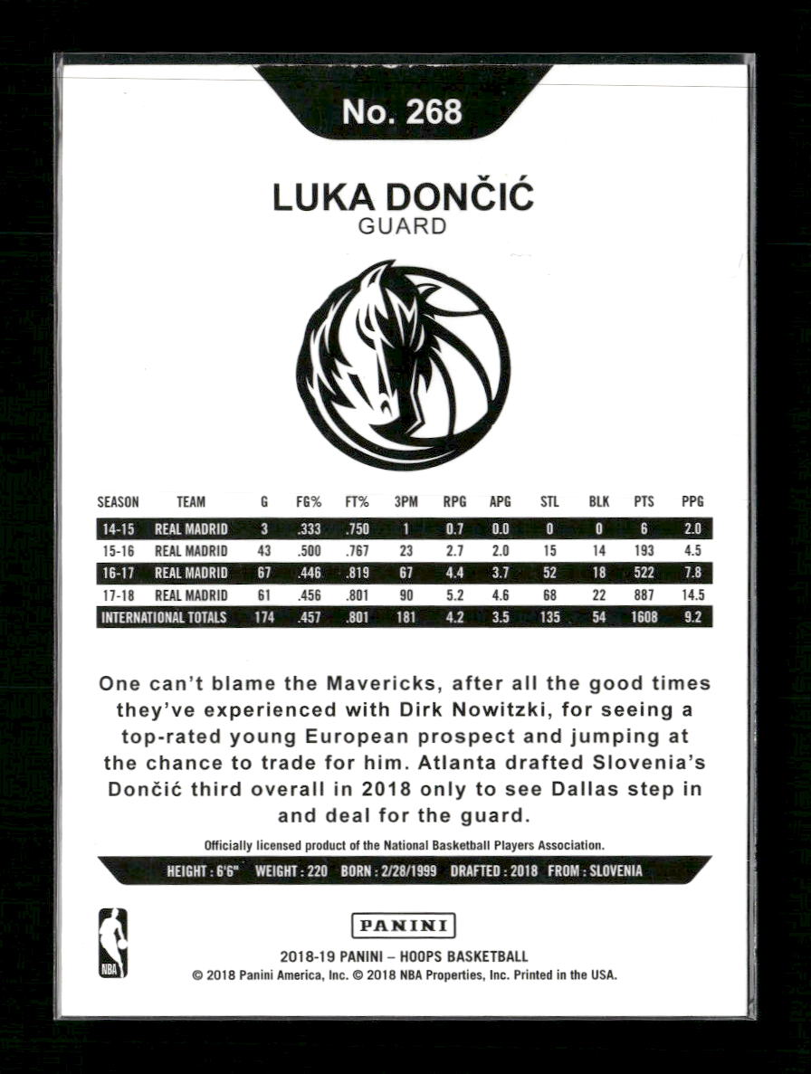 2018-19 Hoops Yellow Luka Doncic Rookie #268