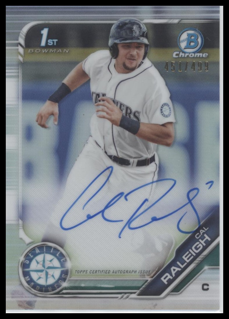 2019 Bowman Chrome Prospects Autographs Refractor Cal Raleigh #/499 Auto #CPA-CR