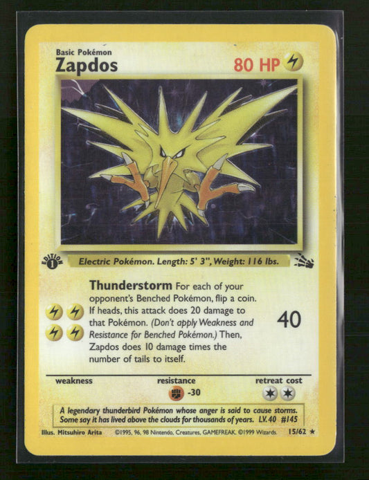 Fossil Zapdos (15) 1st Edition #15/62
