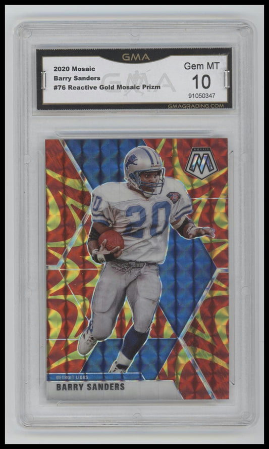 2020 Panini Mosaic Prizm Gold Barry Sanders #76 GMA 10