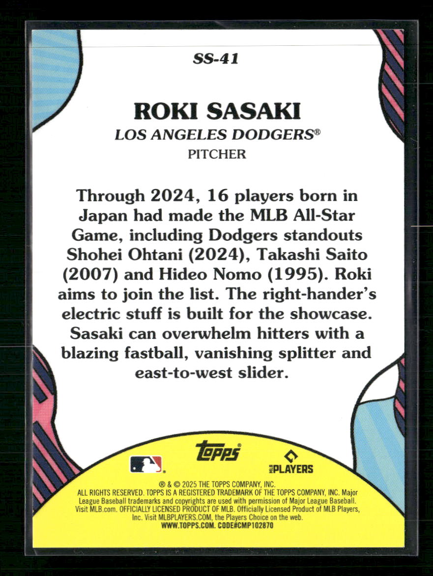 Roki Sasaki 2025 #SS-41 Topps Summer Superstars Gold #/50