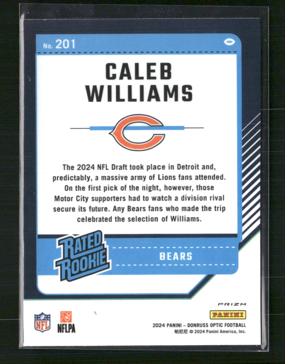 Caleb Williams 2024 #201 Donruss Optic Blue Hyper