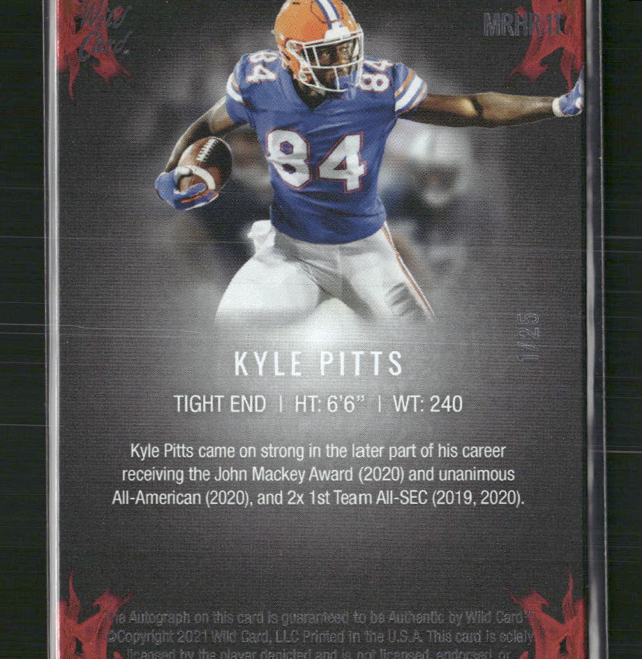 Kyle Pitts 2021 Wild Card Matte Black Red Hot Rookies Auto Red #/25 #MBC-11
