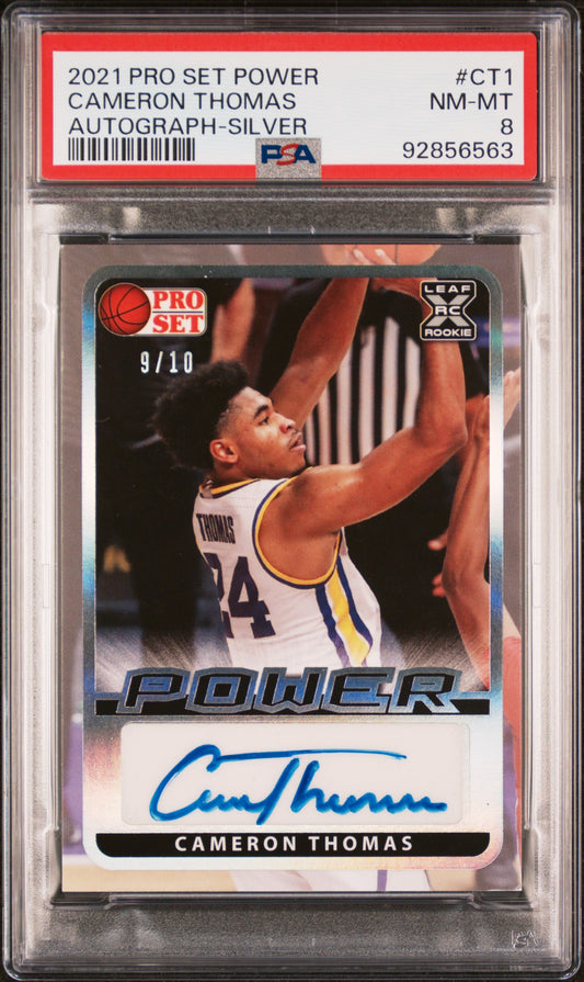 2021 Leaf Pro Set Power Autographs Autograph-Silver Cameron Thomas 8 PSA #CT1