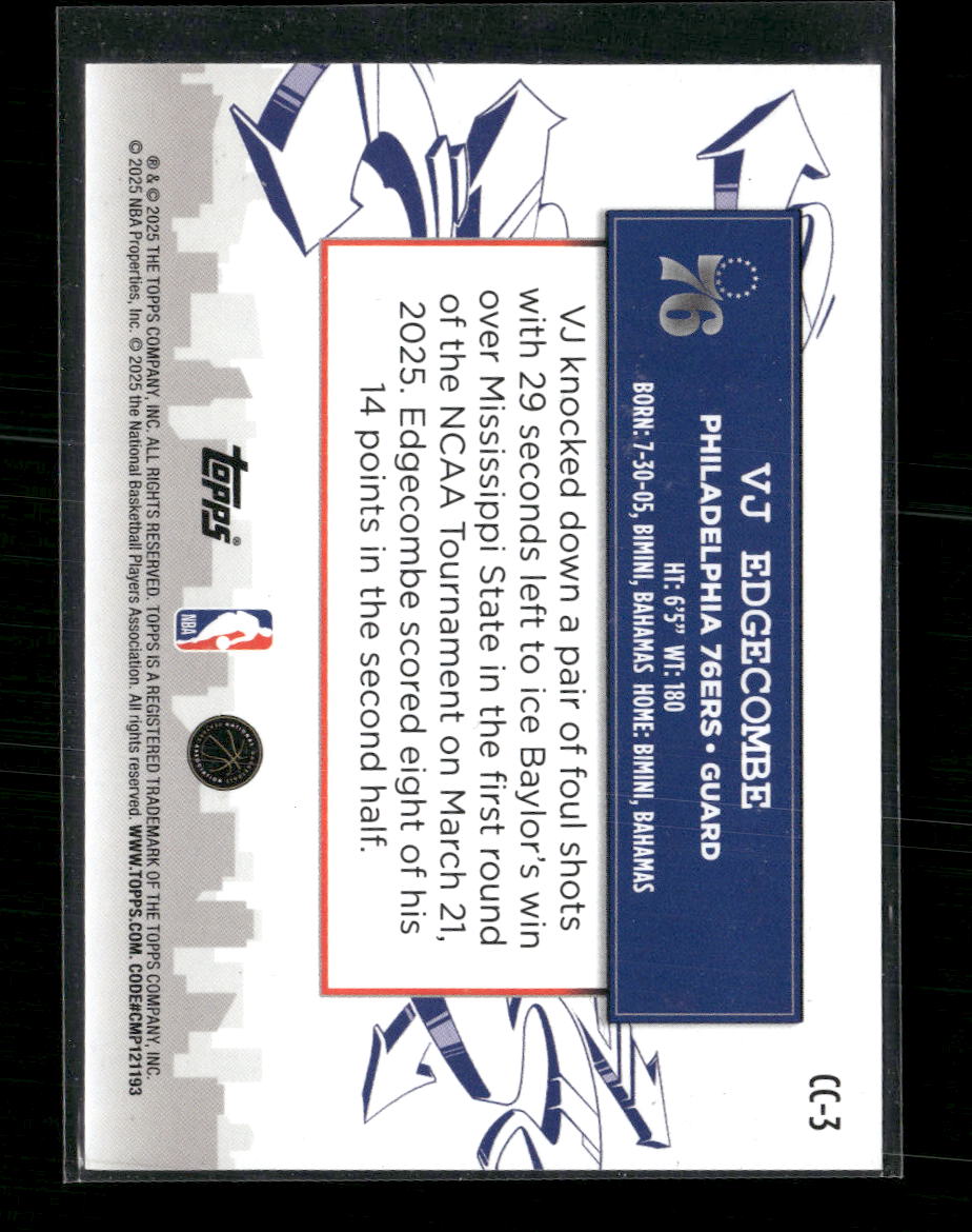 VJ Edgecombe 2025-26 #CC-3 Topps Clutch City Prospects
