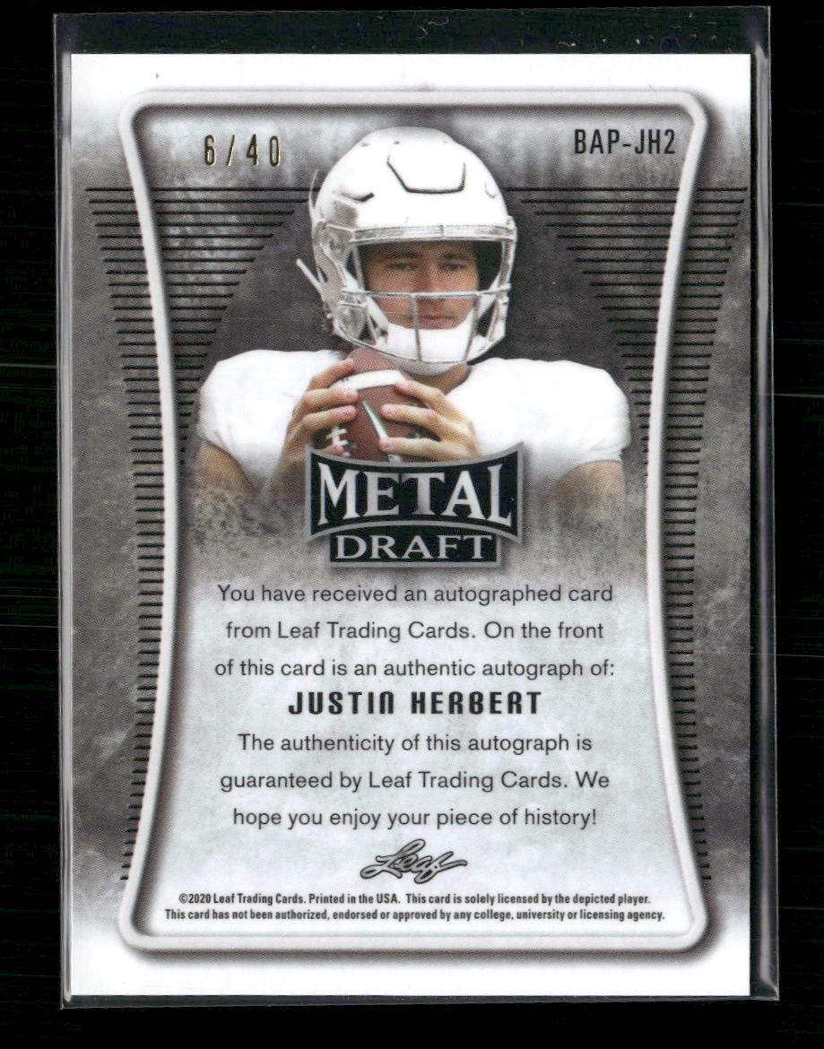 Justin Herbert 2020 #BAP-JH2 Leaf Metal Draft Auto Silver #/40