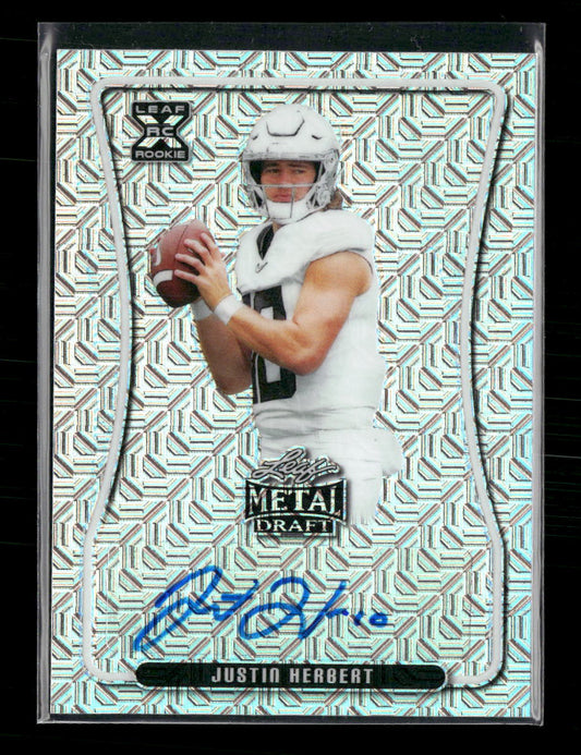 Justin Herbert 2020 #BA-JH2 Leaf Metal Draft Crystal Silver Auto #/40