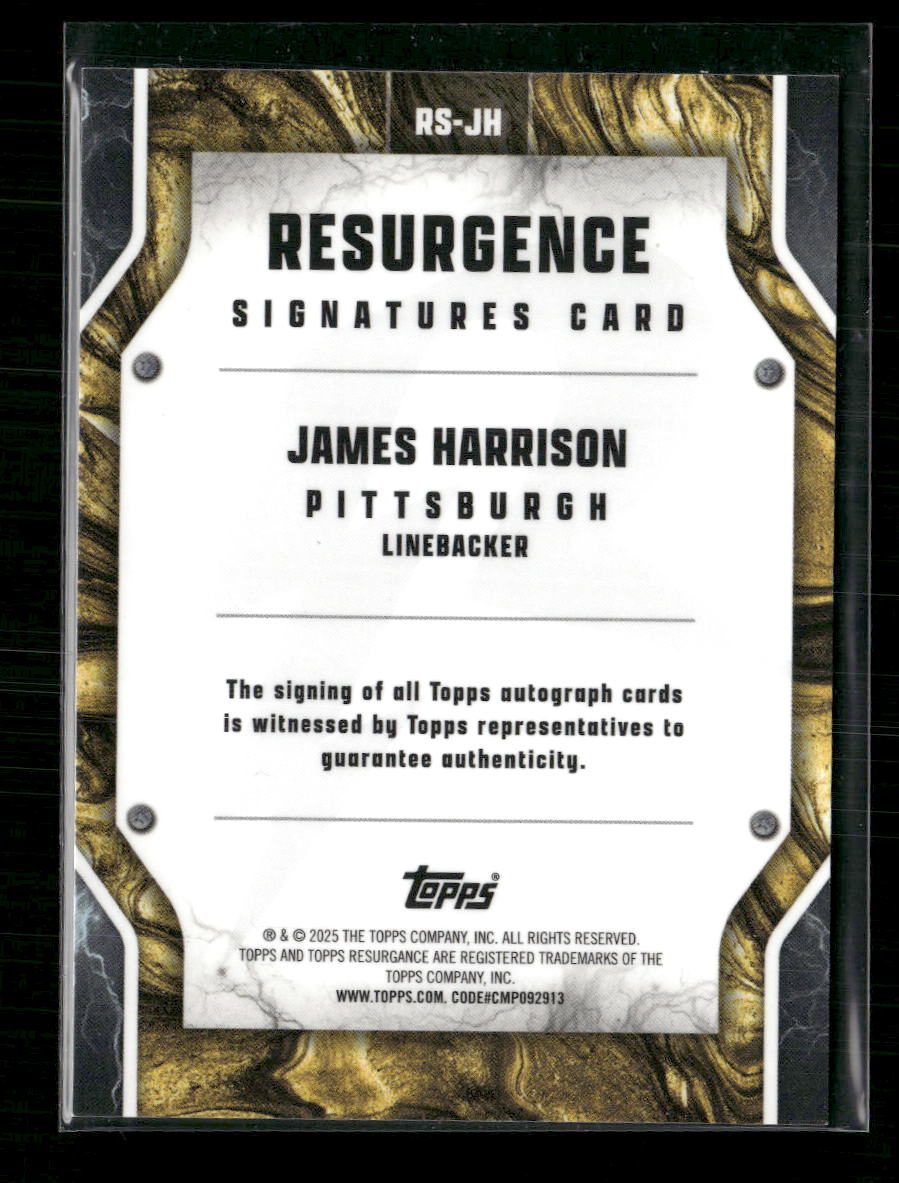 James Harrison 2024 #RS-JH Topps Resurgence Lime Green Power Surge Auto #/15
